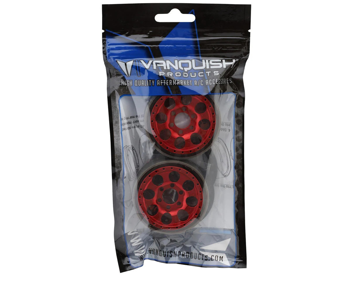 Vanquish Products KMC KM237 Riot 1.9" Beadlock Crawler Wheels (Red) (2)