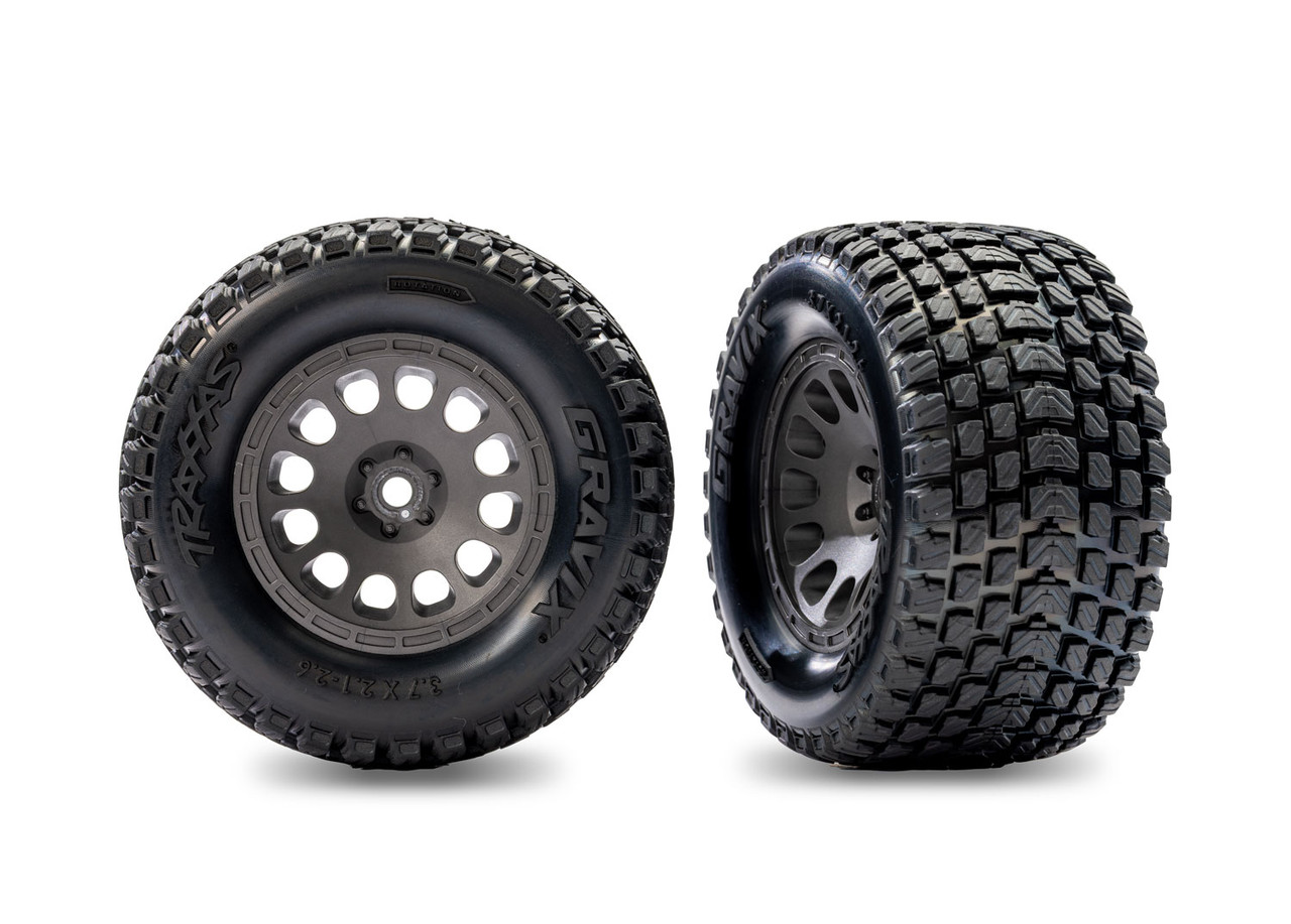 Traxxas Gray Rear Mini XRT Wheels w/ Gravix Tires (2) 10775-GRAY