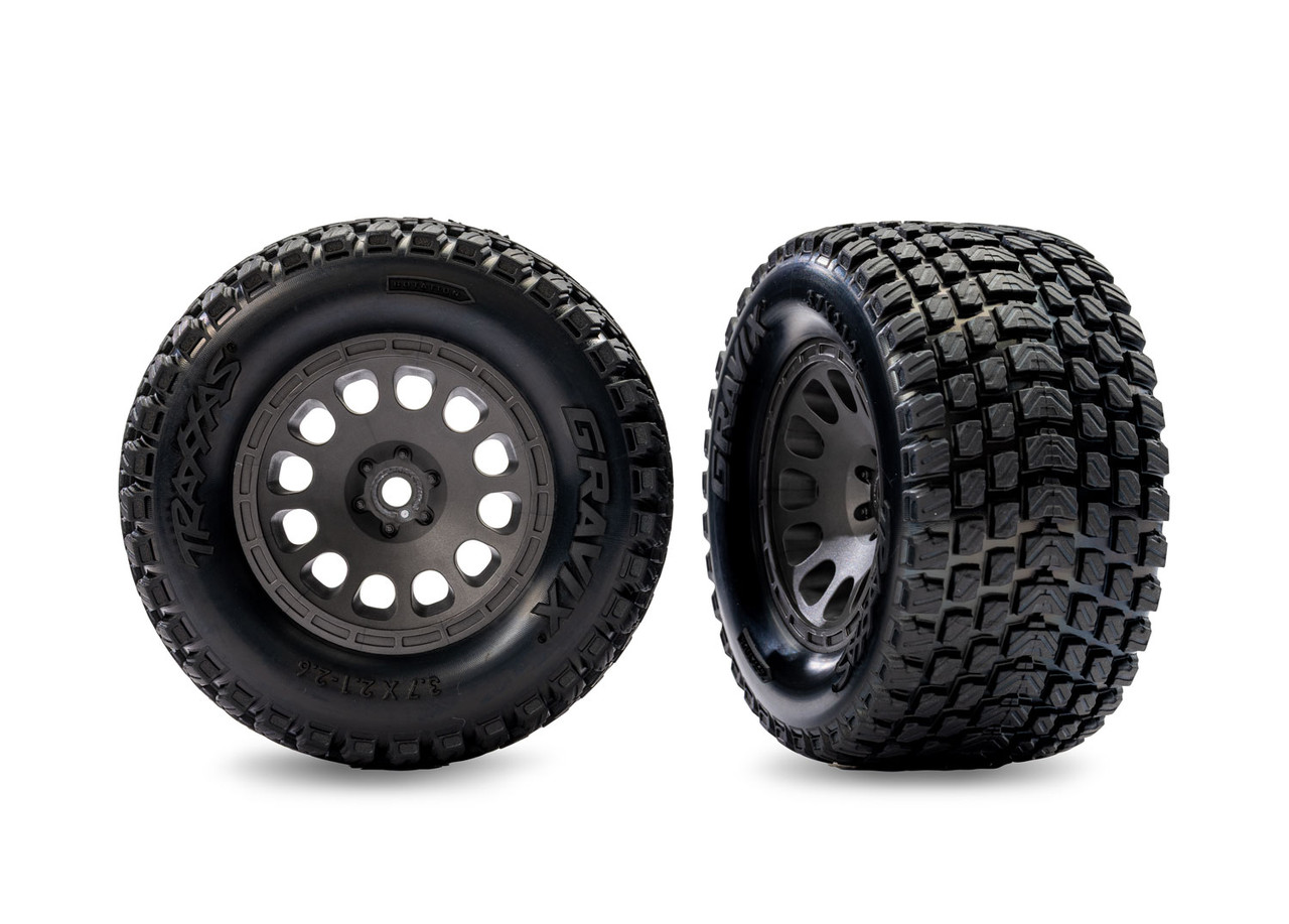 Traxxas Gray Front Mini XRT Wheels w/ Gravix Tires (2) 10772-GRAY