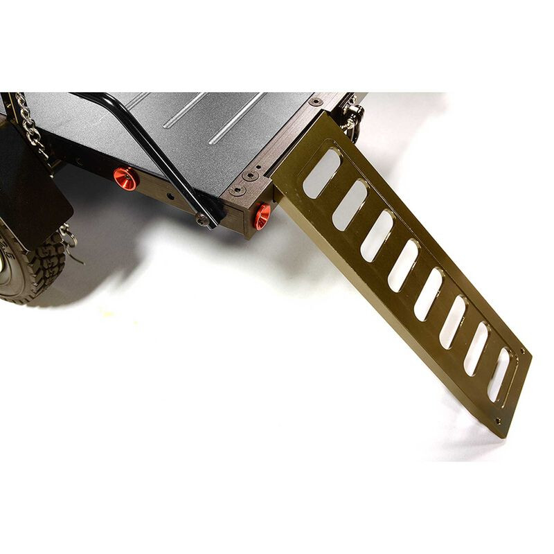 INTC29006BLACK Alloy Flatbed Dual Axle Car Trailer, Black: 1/10 RC