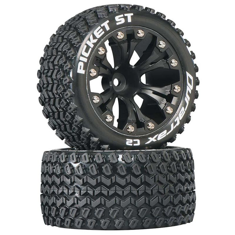 Picket ST 2.8" 2WD Mounted 1/2" Offset Tires, Black (2) DTXC3550