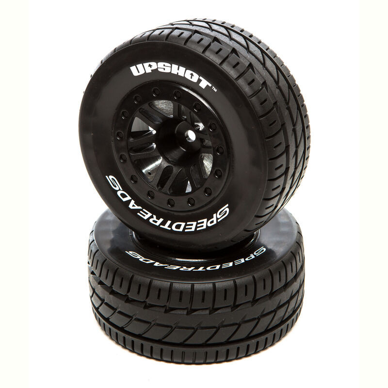 SpeedTreads Upshot SC Tire Front Black Mounted (2): Traxxas Slash DTXC2934