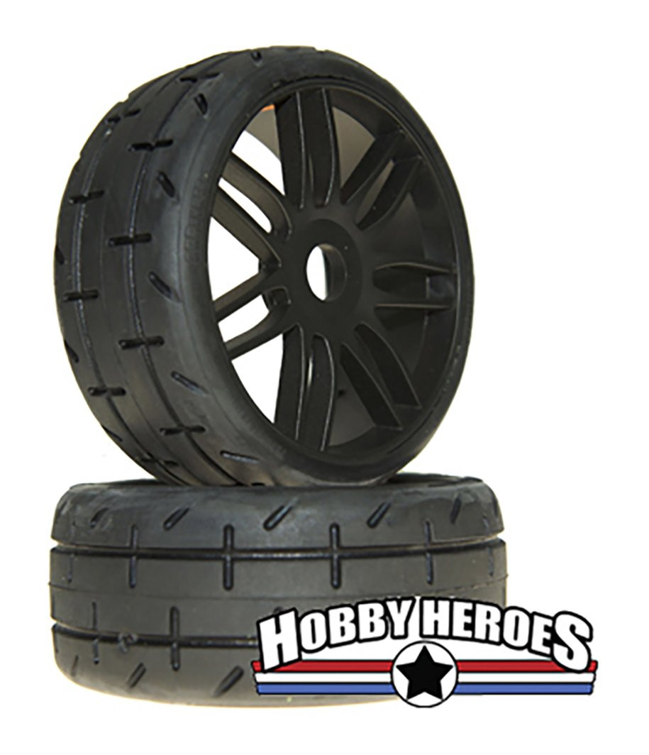 GRP GTX01-S3 1:8 Treaded Soft Black Spoked Belted Rubber Tires GRPGTX01-S3