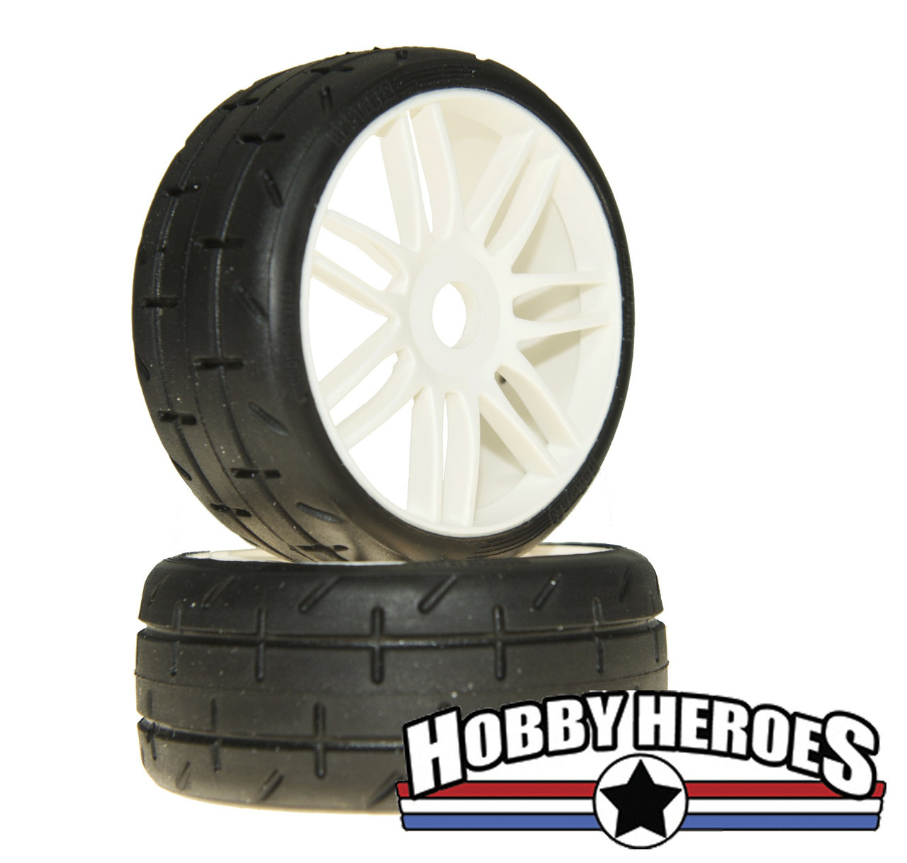 GRP Tyres 1:8 GT Tread S1 XXSoft White Spoked On-Road Rubber Tires - HARD RIM GRPGTJ01-S1