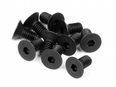 HPIZ081	Flat Head Screw, M3X6mm, Hex Socket, (10pcs)