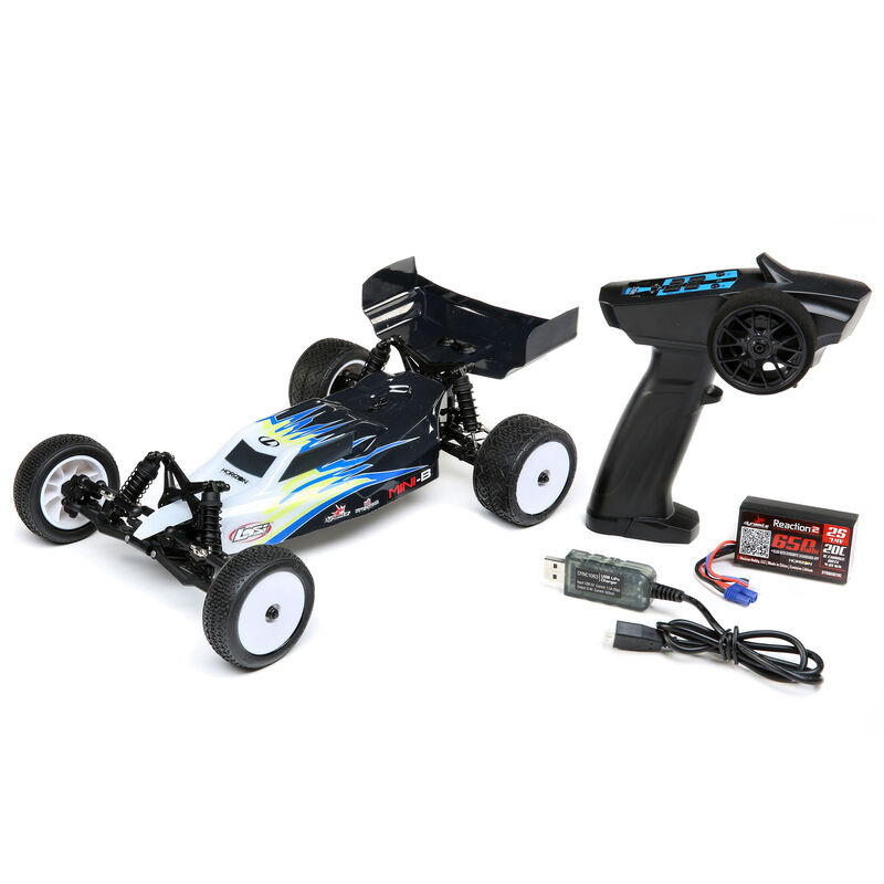 1/16 Mini-B Brushed RTR 2WD Buggy, *Black/White LOS01016T2