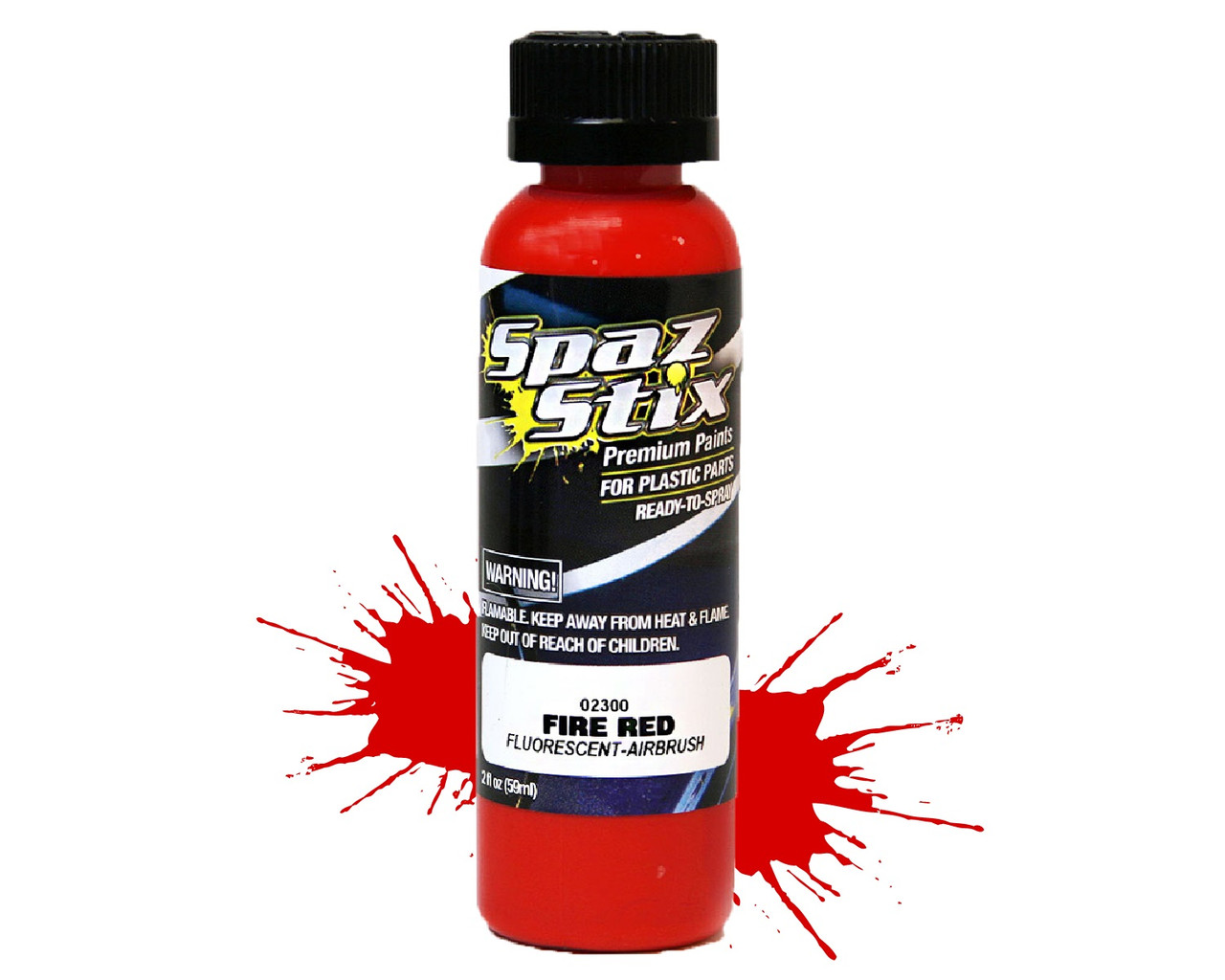 SZX02300  Fire Red Fluorescent Airbrush Ready Paint, 2oz Bottle