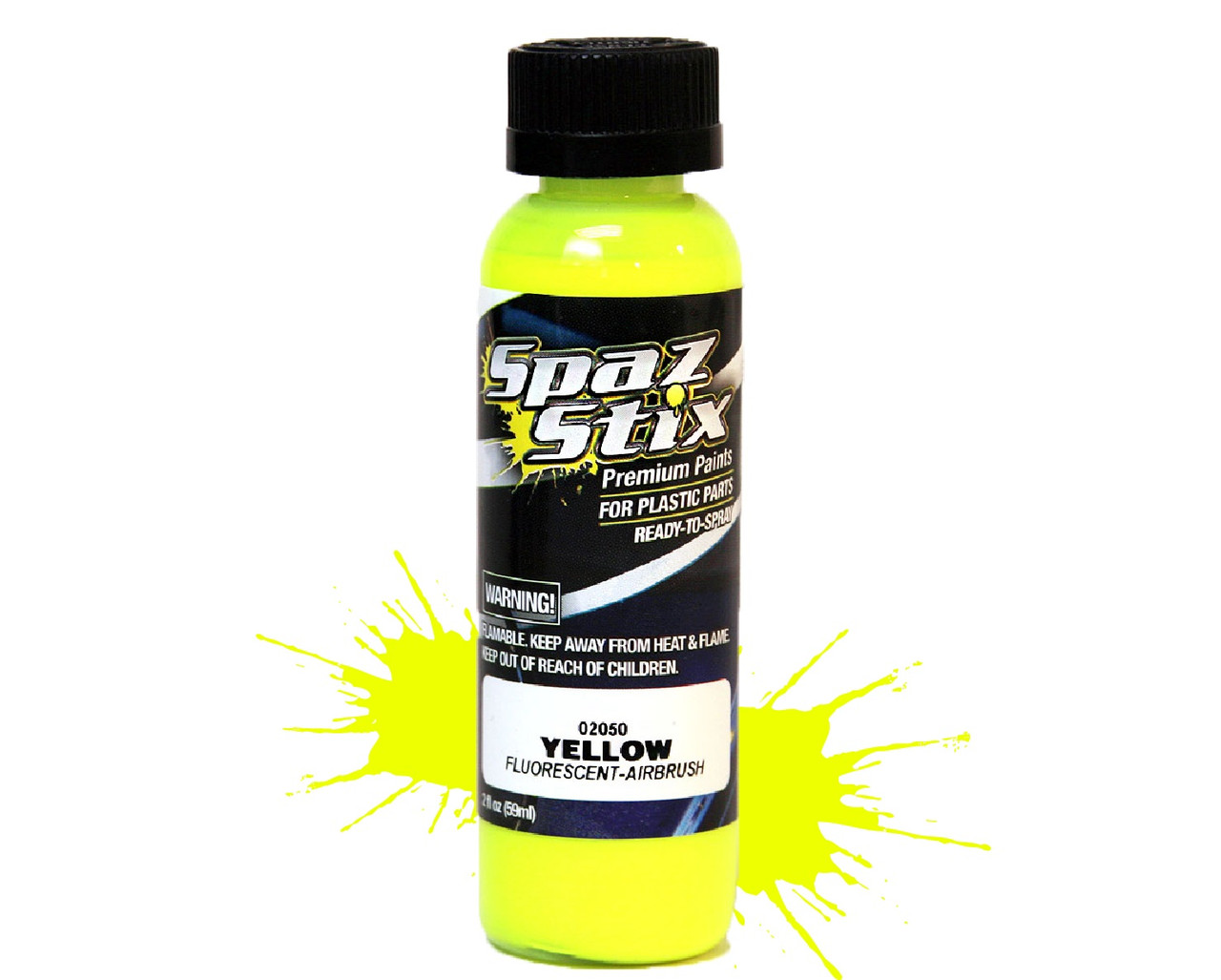 SZX02050  Yellow Fluorescent Airbrush Ready Paint, 2oz Bottle
