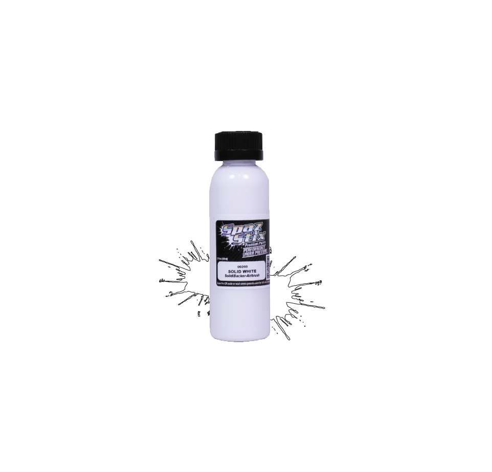 SZX00200  Solid White/Backer, Airbrush Ready Paint, 2oz Bottle
