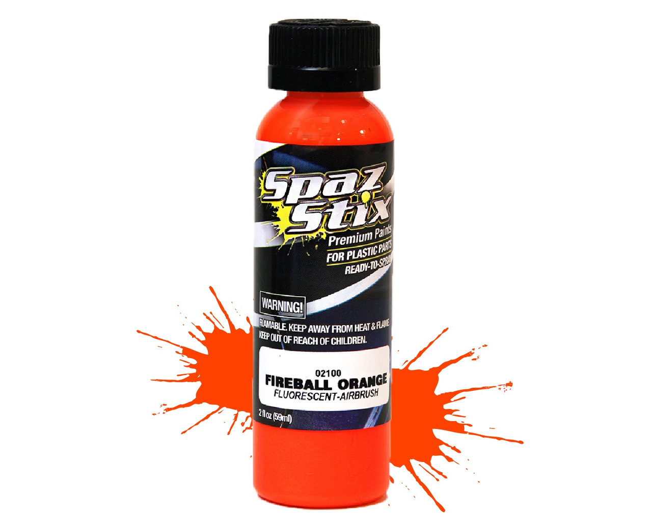 SZX02100  Fireball Orange Fluorescent Airbrush Ready Paint, 2oz