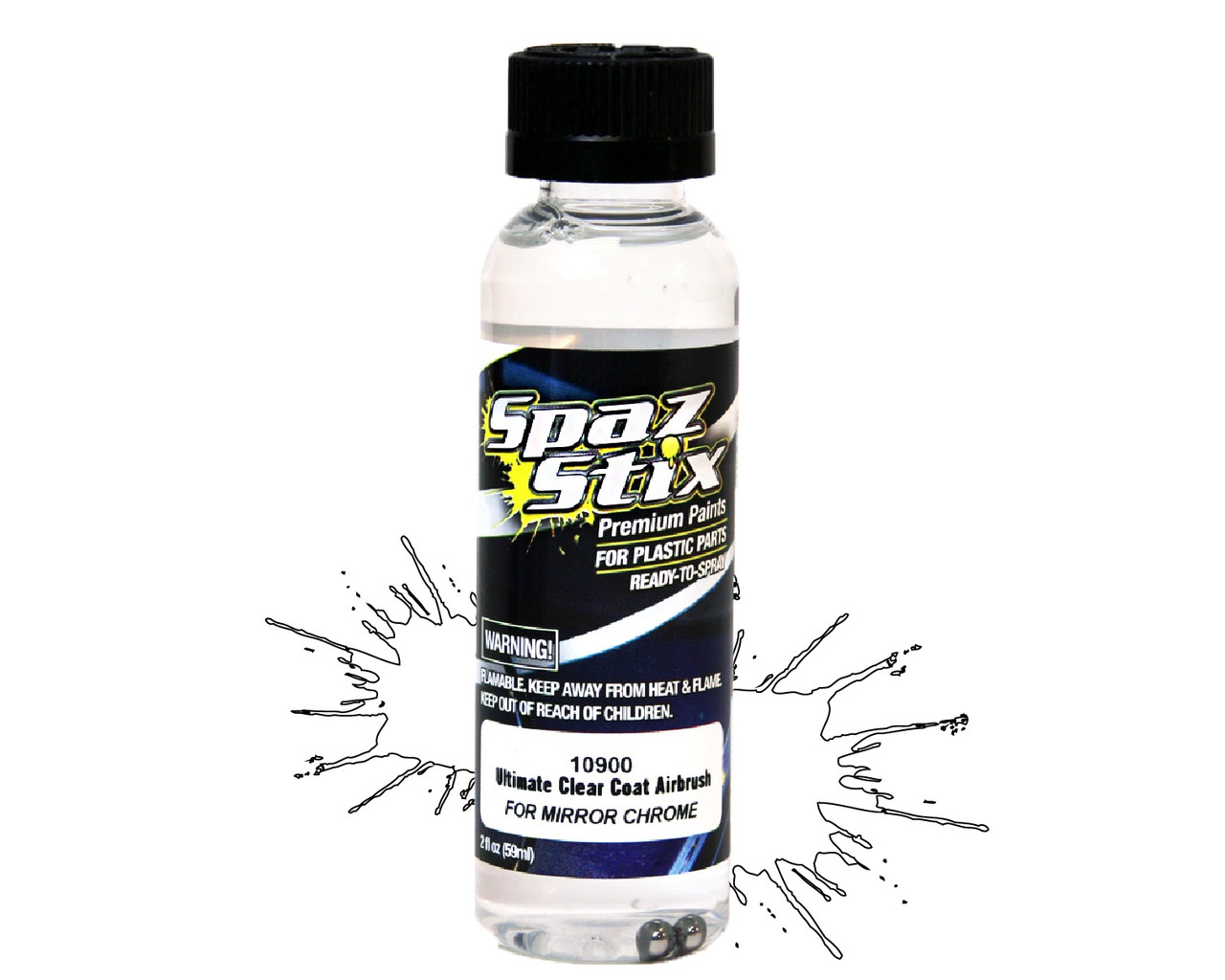 SZX10900  Ultimate Clear Coat for Mirror Chrome, Airbrush Ready Paint, 2oz Bottle