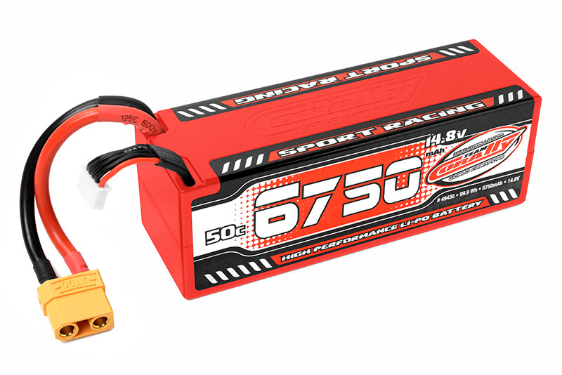 COR49430 6750mAh 14.8v 4S 50C Hardcase Sport Racing LiPo Battery with Hardwired XT90 Connector