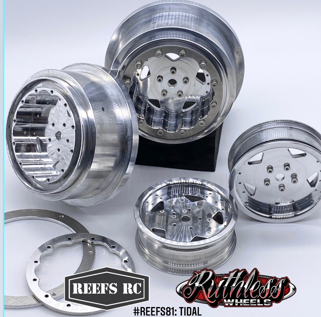 SEHREEFS81 	Tidal Beadlock Drag Wheels w/ Rings and Hardware (4pcs)