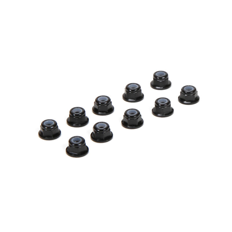 TLR336005 M3 Flanged Aluminum Lock Nuts, Black (10)