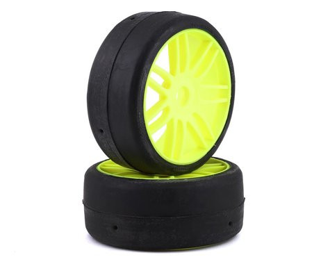 GRP GT - TO2 Slick Belted Pre-Mounted 1/8 Buggy Tires (Yellow) (2) (S7) w/17mm Hex    GRPGTY02-S07