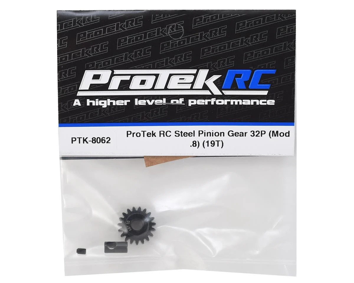 ProTek RC Steel 32P Pinion Gear w/3.17mm Reducer Sleeve (Mod .8) (5mm Bore) (19T)   PTK8062