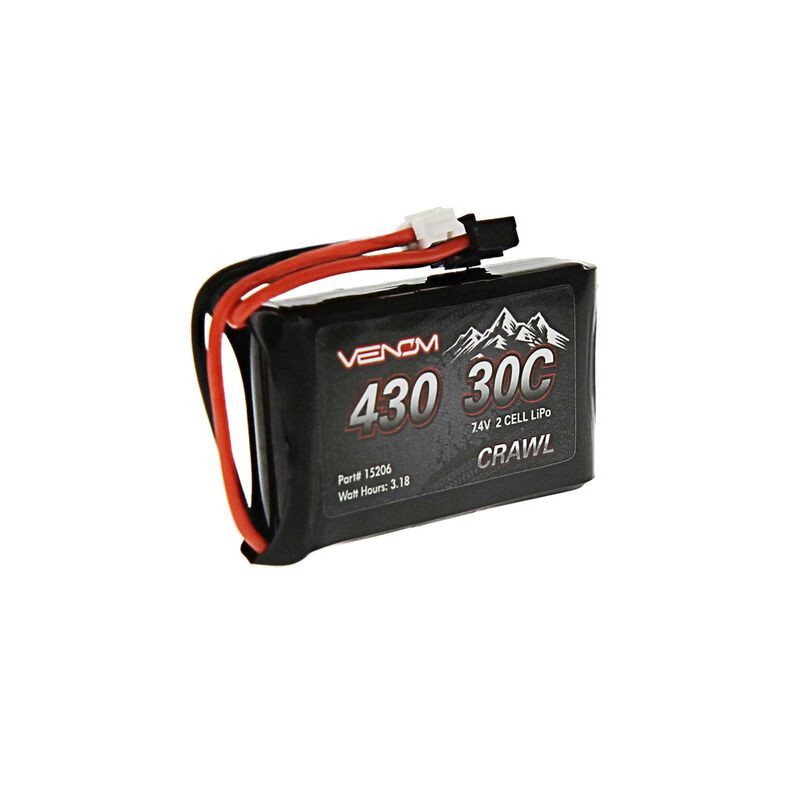 7.4V 430mAh 2S 30C LiPo Battery, JST-PH 2.0: SCX24  VNR15206