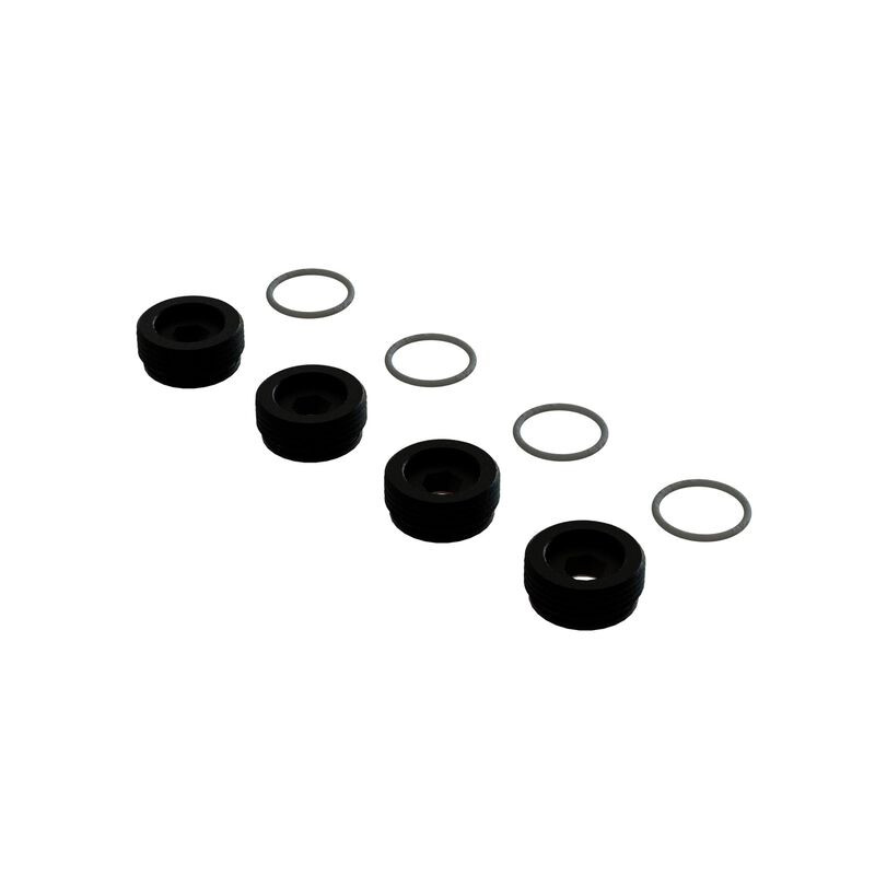 Front Hub Nut Includes O-Rings, Aluminum, Black (4) ARA330775 