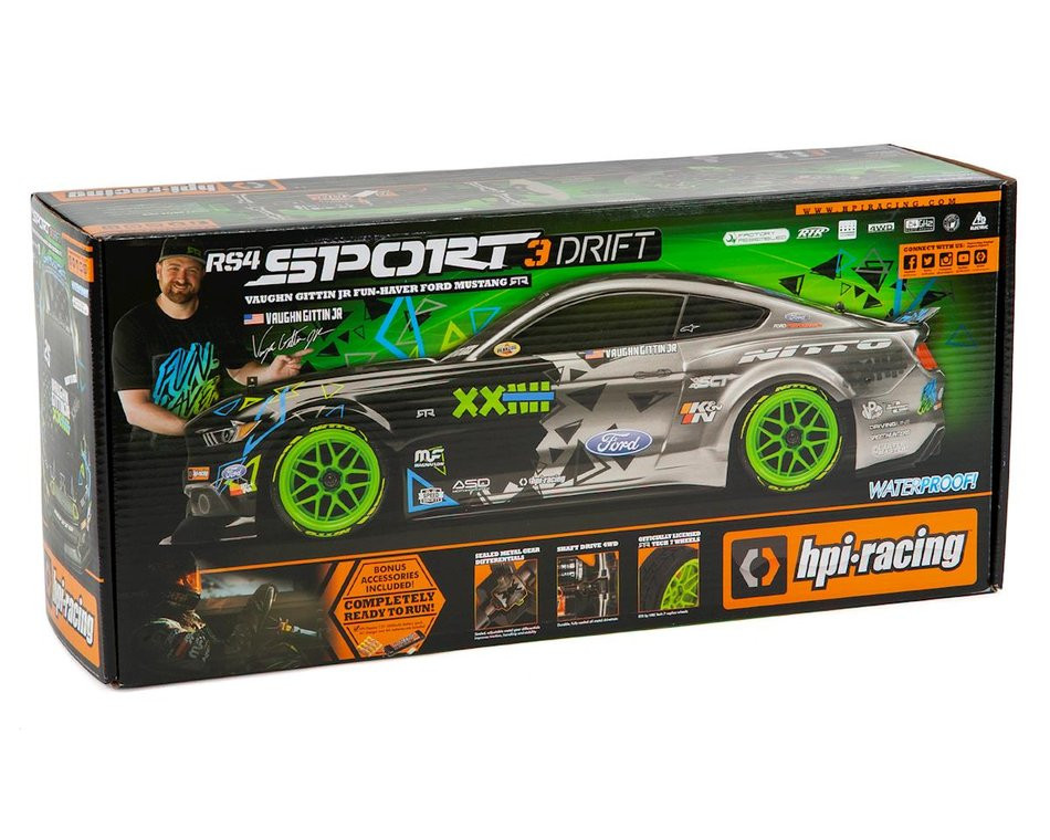 HPI115984  HPI Racing - RS4 SPORT 3, Vaughn Gitten Jr, FORD MUSTANG, 1/10 Scale, w/ 2.4GHz Radio System