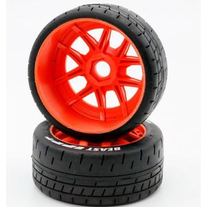 PHBPHT2401-SO Power Hobby - 1/8 GT Beast Belted Mounted Tires, Soft Compound, 17mm Orange Wheels