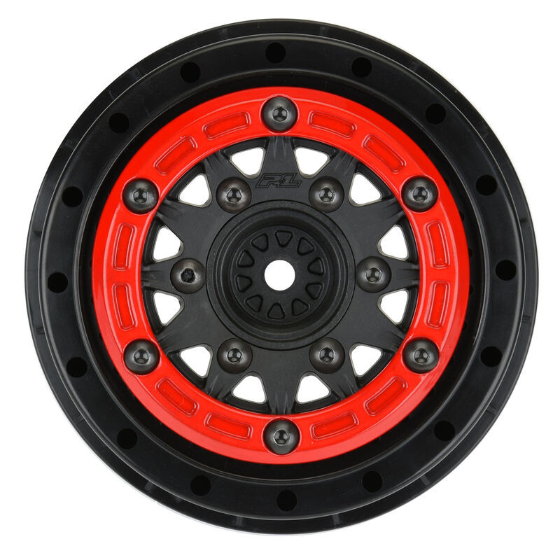 1/10 Raid Bead-Loc Fr/Rr 2.2"/3.0" 12 & 14mm SC Wheels (2) Red/Black PRO281104