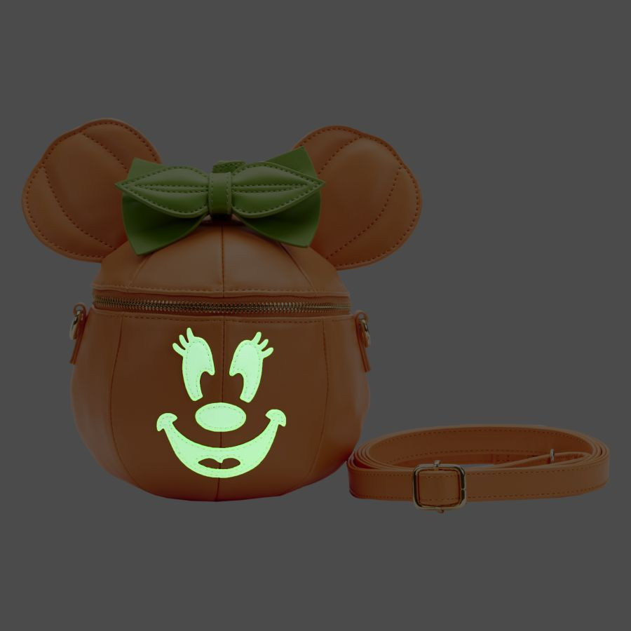 Loungefly! Minnie Mouse Glow in the Dark Pumpkin Crossbody BagWDBK2612