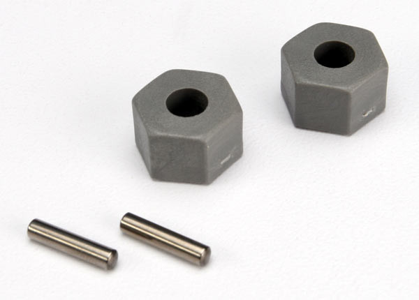 Traxxas 3654 Wheel hubs, hex (front) (tall offset) (2)/ axle pins (2.5x10mm) (2)