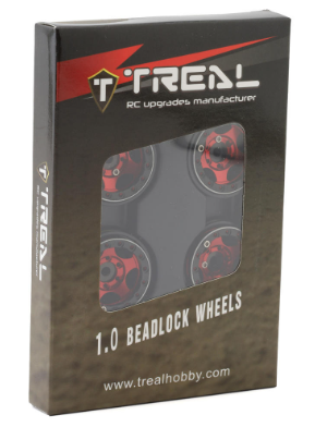 Treal 1.0 Beadlock Wheels(4P-Set) for Axial SCX24 Aluminum CNC Machined 11.6g-B Type X002R9POPJ RED/BLACK