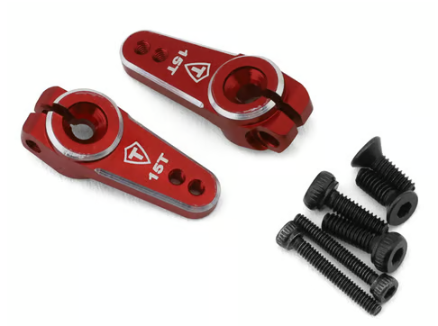 TREAL SCX24 Servo Horn 15T, Aluminum 7075 Servo Arm (2P) Compatible with EMAX Servo for Axial 1/24 SCX24 X003EAU84H RED