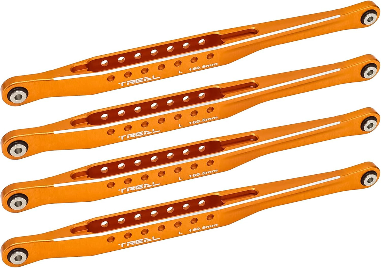 TREAL Lower 4 Trailing Arms Links Set, Aluminum 7075 Lower Chassis Links for Losi LMT 4WD Solid Axle Mega Truck Bog Hog/King Sling X003EF8N7V ORANGE