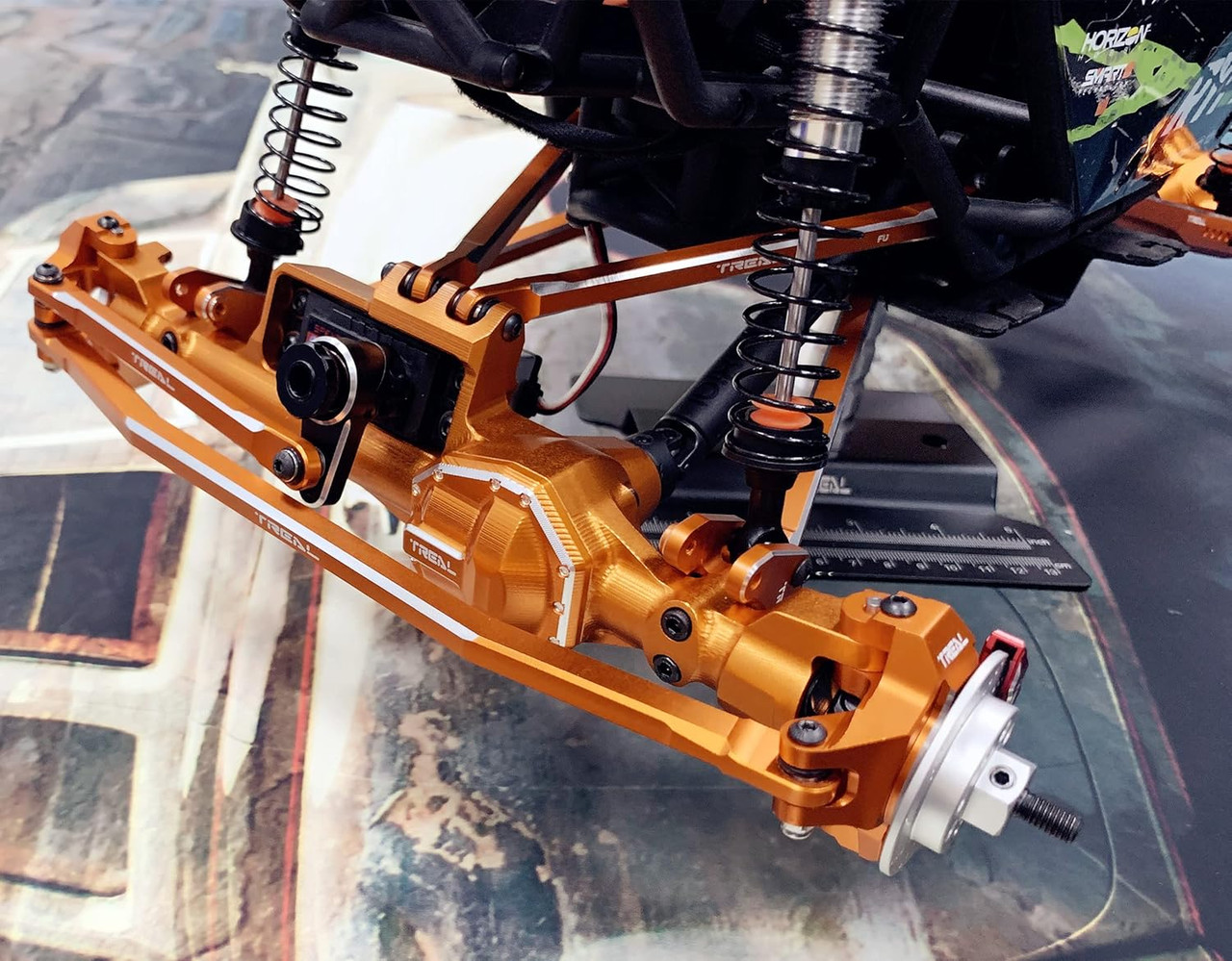 Treal Aluminum 7075 Front Axle Housing CNC Machined for Axial RBX10 Ryft X002YB4WYT ORANGE