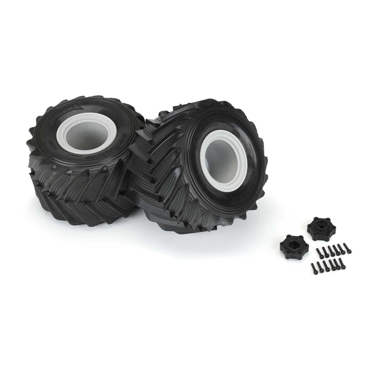 PRO1018715 1/10 Demolisher Fr/Rr 2.6"/3.5" MT Tires Mounted 12mm Gray Whls (2)