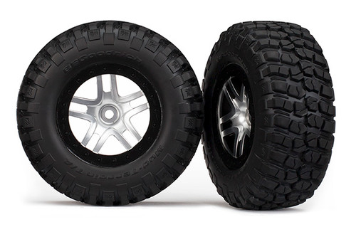 Traxxas SCT Satin Chrome & Black Wheels w/ BFG Tires (2) 6873X