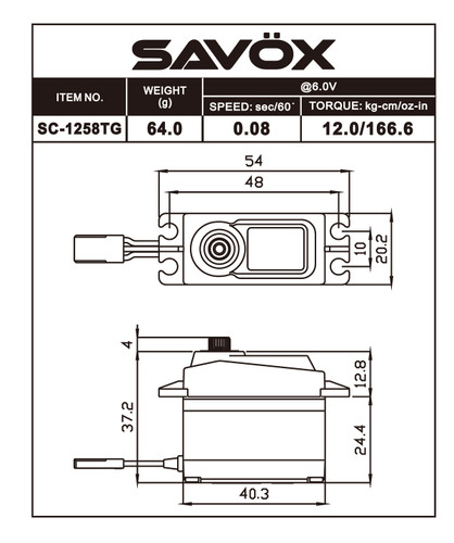 SAVSC1258TG Standard Size Coreless Digital Servo 0.08sec / 166oz @ 6V