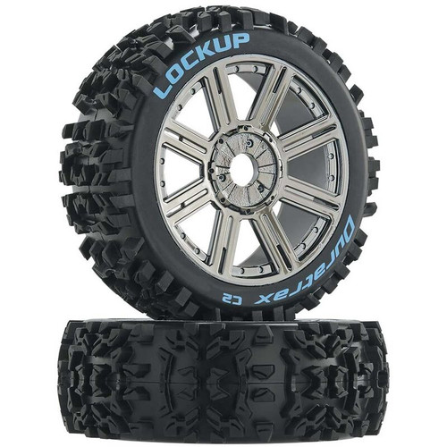 Lockup 1/8 C2 Mounted Buggy Spoke Tires, Chrome (2) DTXC3617