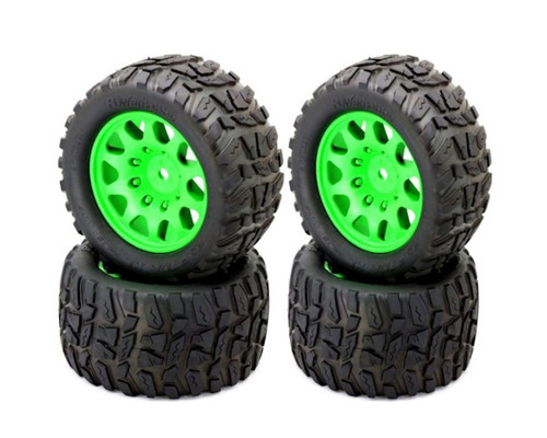 PHBPHT3271ARRMAGREEN Raptor XL Belted Tires Viper Wheels Arrma Kraton Outcast 8S Green