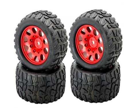 PHBPHT3271ARRMARED Raptor XL Belted Tires Viper Wheels Arrma Kraton Outcast 8S Red