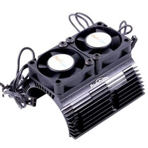 PHBPH1289BLACK Power Hobby Heat Sink w/ Twin Tornado High Speed Fans, for 1/8 Motors, Black