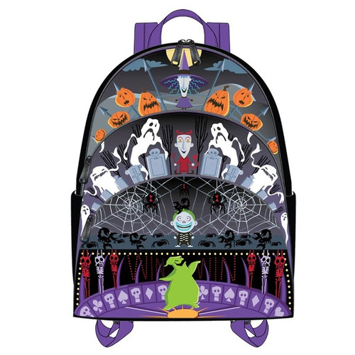 Loungefly Disney Nightmare Before Christmas Triple Pocket Lock Shock Barrel Oogie Boogie Mini Backpack 