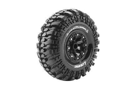 Louise R/C - CR-Champ 1/10 2.2" Crawler Tires, 12mm Hex, Super Soft, Mounted on Black Rim, Front/Rear (2) LOULT3236VB 