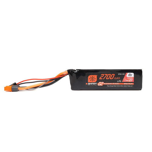 SPMX-1056 7.4V 2700mAh 2S 15C Smart G2 Receiver LiPo Battery: IC3 