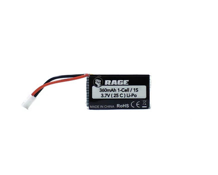 Rage RC 1S 3.7V 360mAh 25C LiPo Battery; Tempest 600, Super Cub MX  RGRA1189