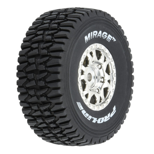 Pro-Line Mirage TT F/R Tires Mounted 12mm Hex Satin Silver Impulse (4) for Arrma Mojave Grom PRO1025310