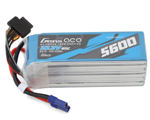 GEA566S80E5GT  Gens Ace G-Tech Smart 6S LiPo Battery 80C (22.2V/5600mAh) w/EC5 Connector 