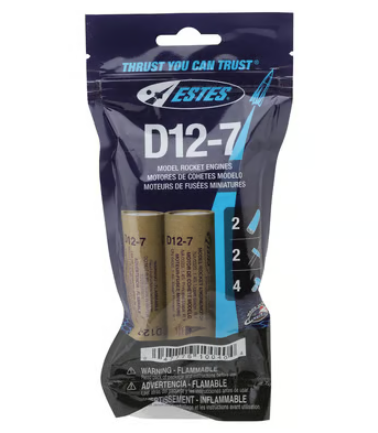 Estes Rockets - D12-7 Model Rocket Engines, (2pk)  EST10040
