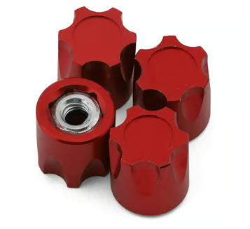 Injora 4mm Aluminum Wheel Cap Lock Nuts (Red) (4) INJCRAW18170_RED