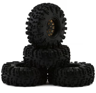 Injora 1.3" Deep Dish Brass Micro Crawler Beadlock Wheels w/Swamp Claw Tires (S5) (Black) (4) (68g ea) (70mm OD) INJYQW-1301BGD-1319 Heavy