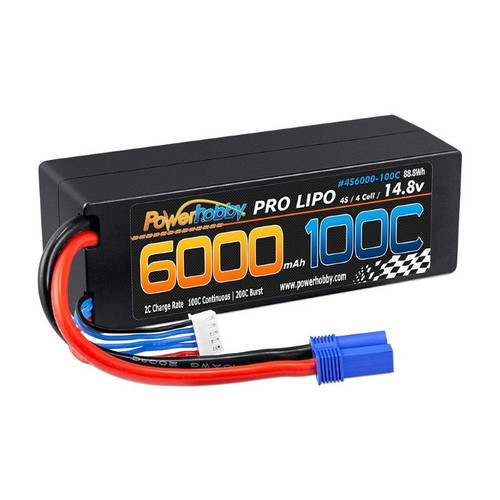 Power Hobby 4S 14.8v 6000mAh 100C LiPo Battery w/ EC5 Hard Case