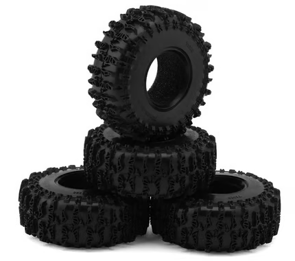 Injora 1.3" Cling On Micro Rock Crawler Tires Combo (4) (70mm OD) (S5) w/Soft Silicone Rubber Inserts YQT-1320-1370GN