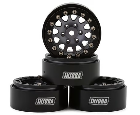 Injora 1.3" D-Slot Aluminum Micro Crawler Beadlock Wheels (27g ea) (Grey/Black) (4) YQW-1311BG
